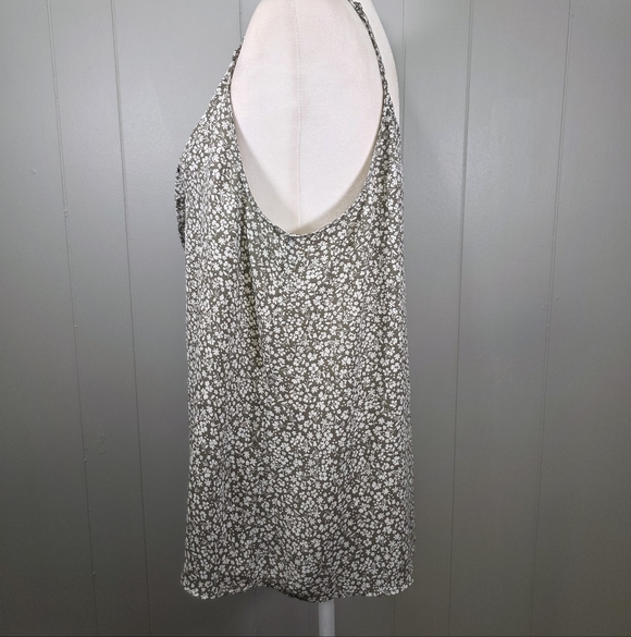 Loft Cami Olive Green & White Floral Tank Top Size L - Picture 5 of 11